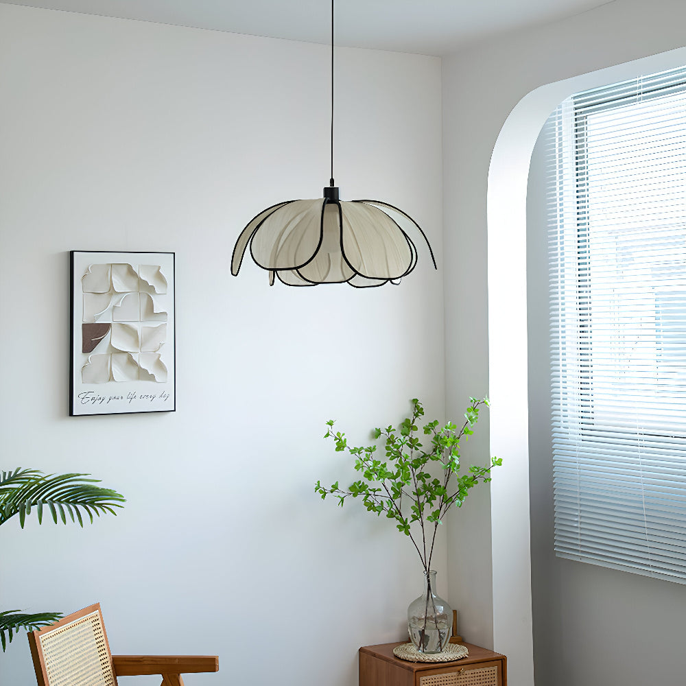 Candeeiro suspenso elegante em vime natural - Decoração natural e iluminação harmoniosa