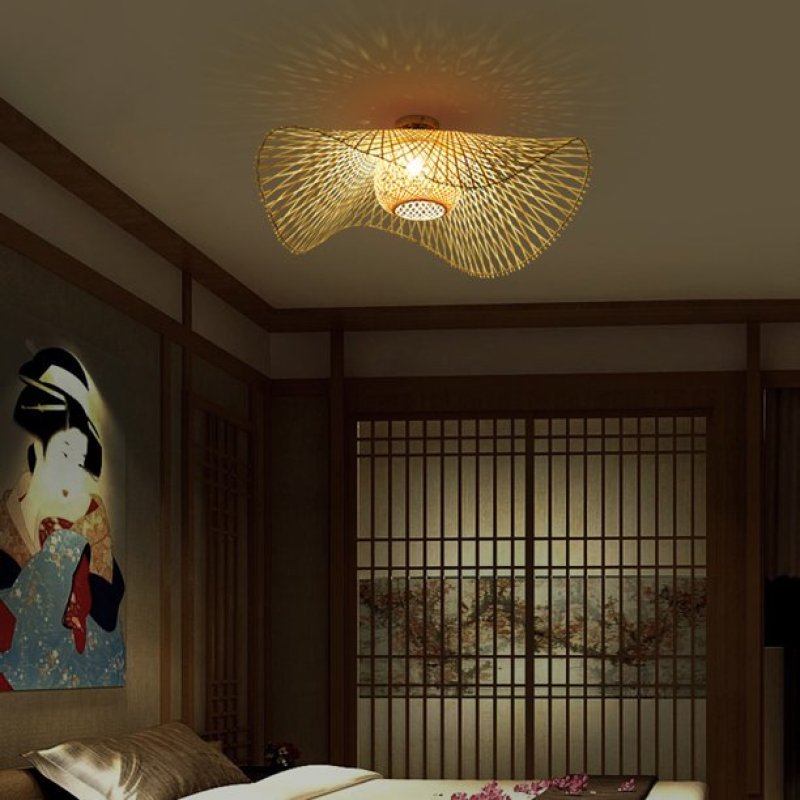 Lampada Sospesa in Rattan Stile Giapponese – Natura e Serenità