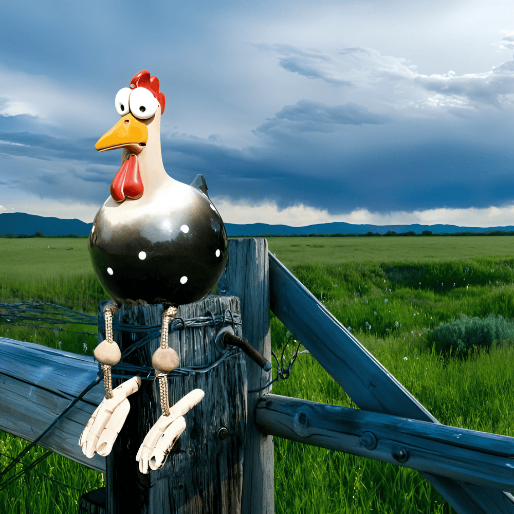 ビッグ・アイド・ルースター像 - オリジナル装飾と楽しいディテール