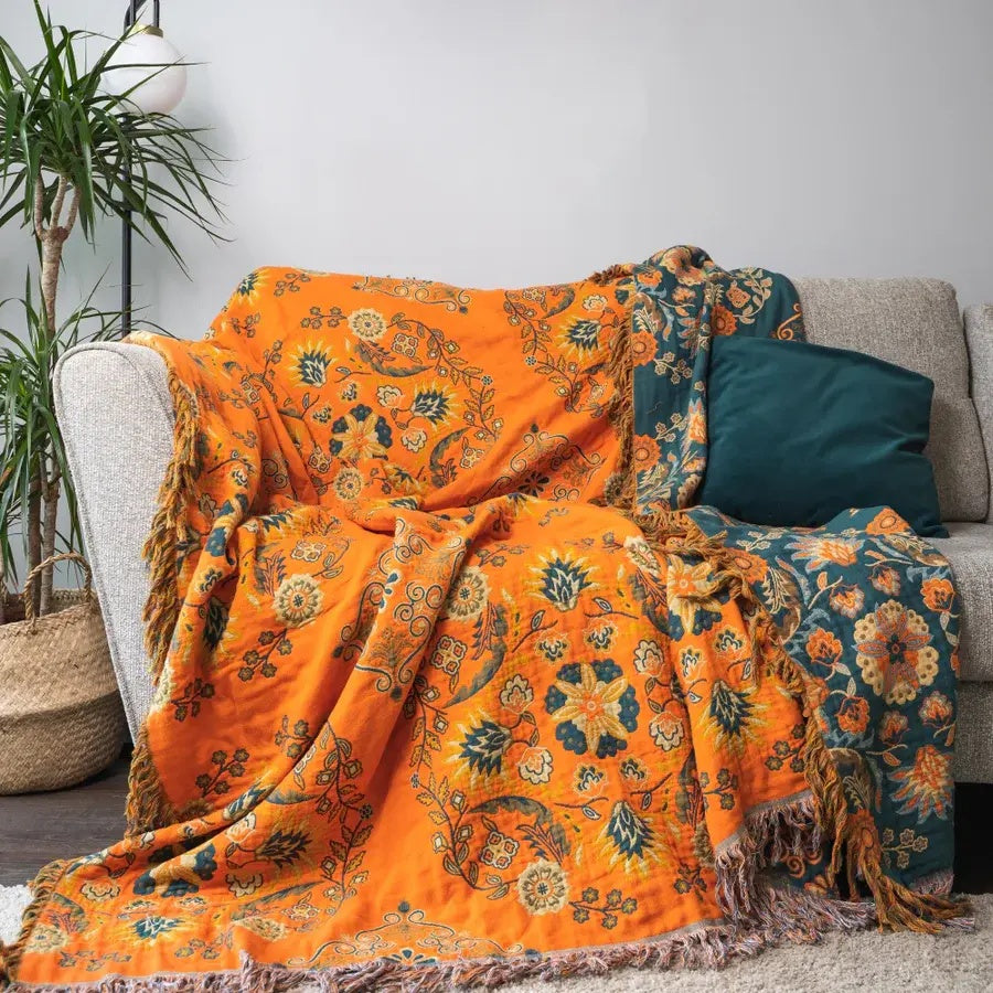 Vendbar plaid i marigold 
