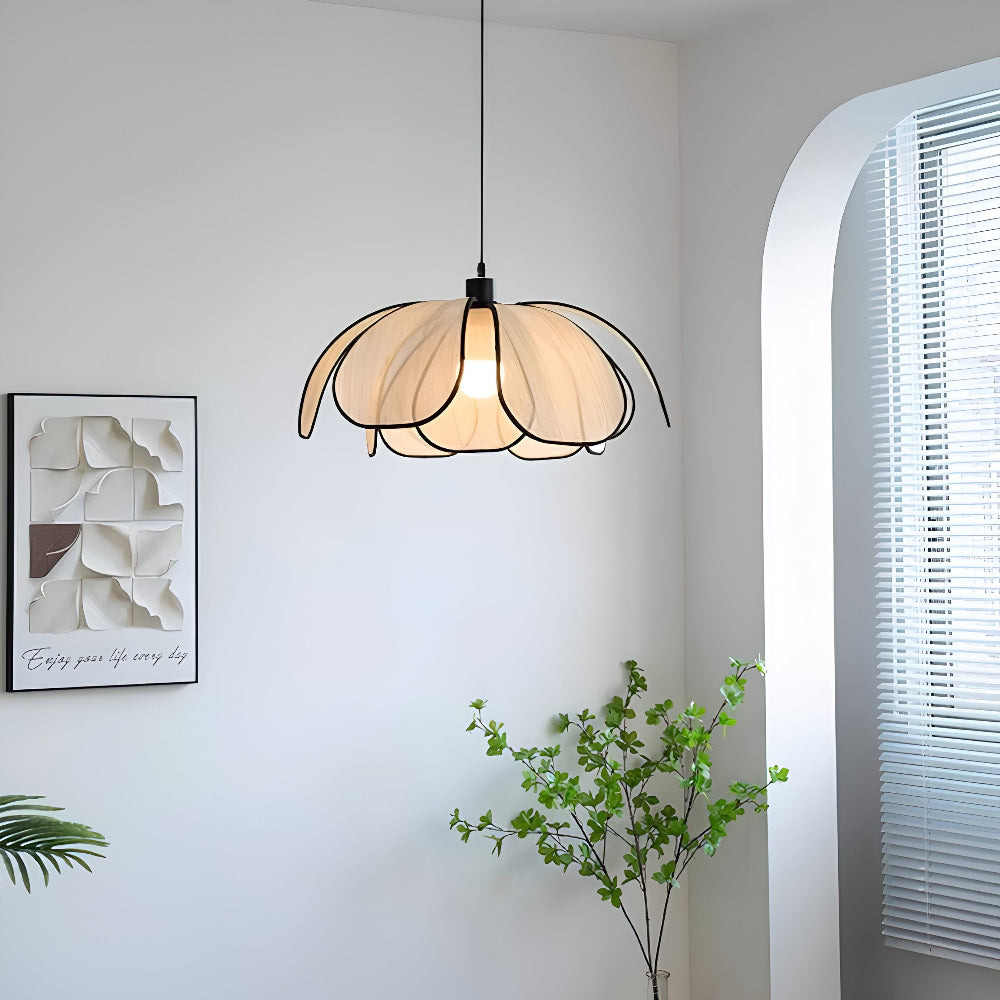 Candeeiro suspenso elegante em vime natural - Decoração natural e iluminação harmoniosa