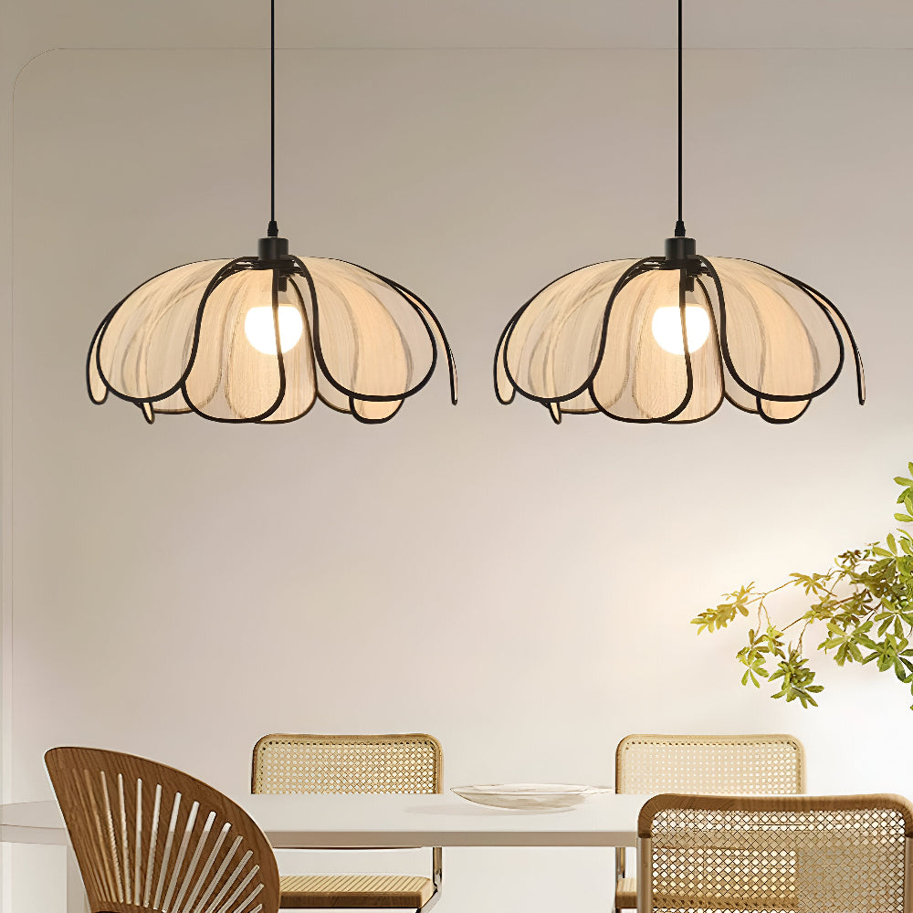 Candeeiro suspenso elegante em vime natural - Decoração natural e iluminação harmoniosa