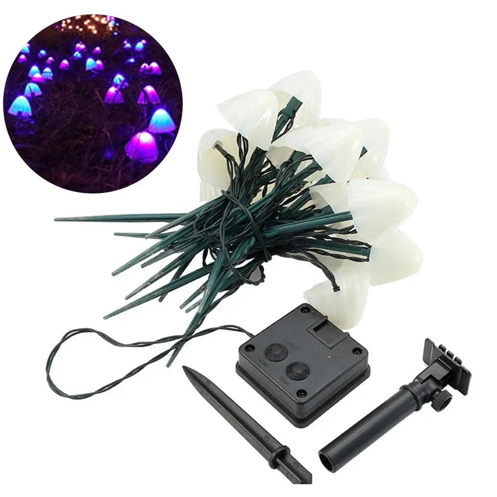 Solar Mushroom String Lights — Nocturnal Charm & Clean Energy 