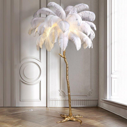 Luksusowa lampa solna – elegancki klosz z piór 