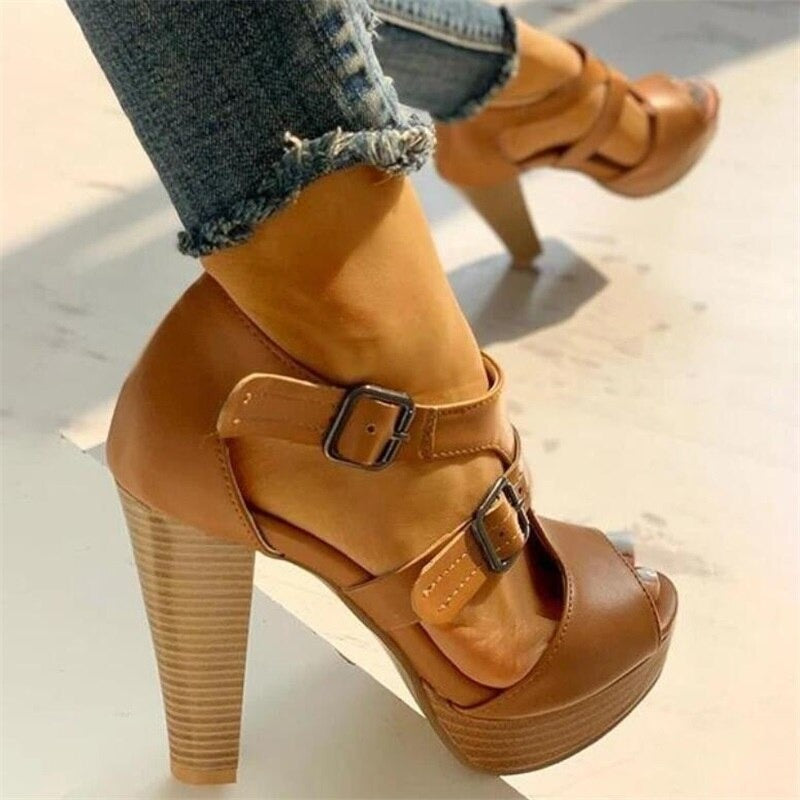 Marilou | Sandali Chic A Piattaforma E Fibbia Doppia 