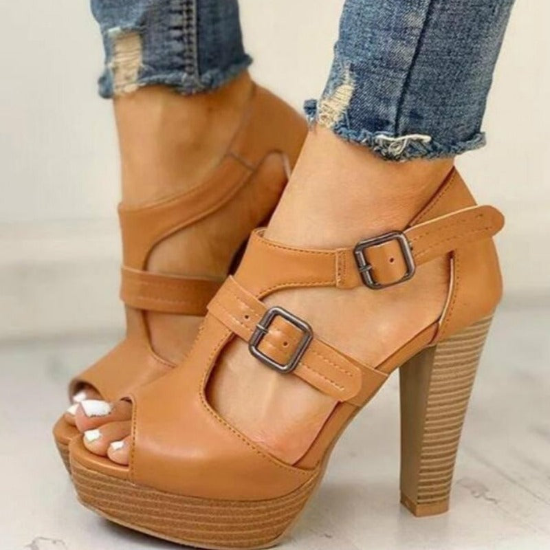 Marilou | Sandali Chic A Piattaforma E Fibbia Doppia 