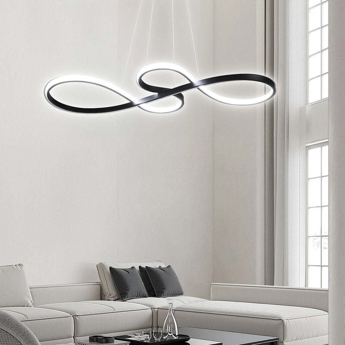 Nowoczesny żyrandol LED w kształcie pierścieni – elegancki i futurystyczny design 