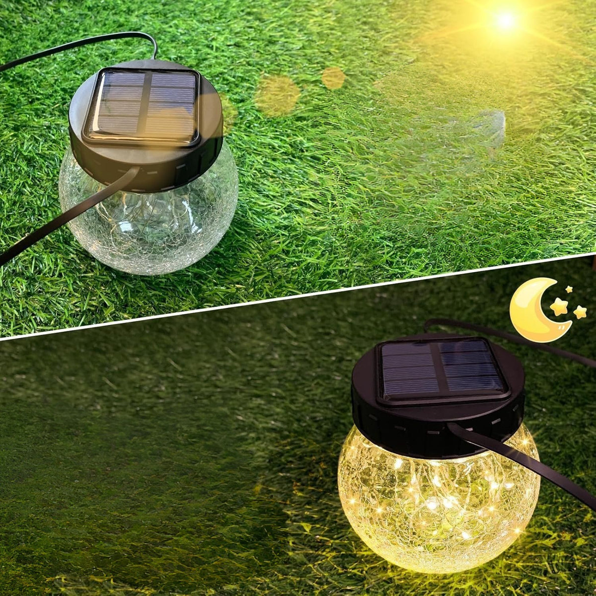 Závěsná solární lampa — elegance ve skleněném provedení 