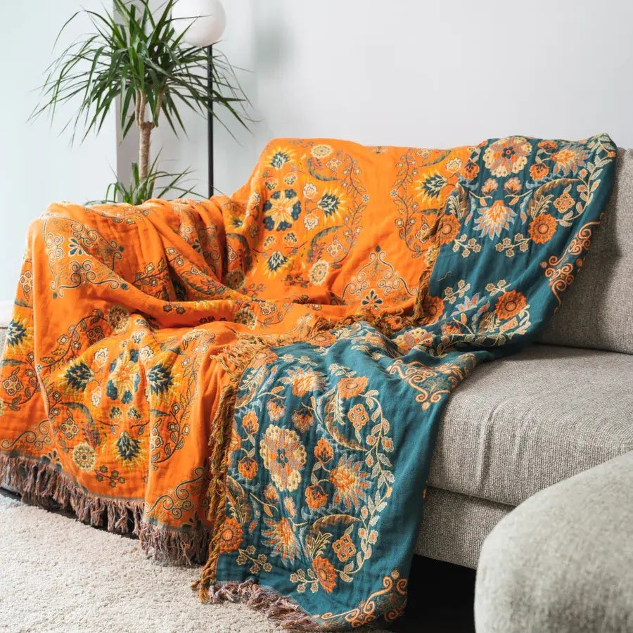 Vendbar plaid i marigold 