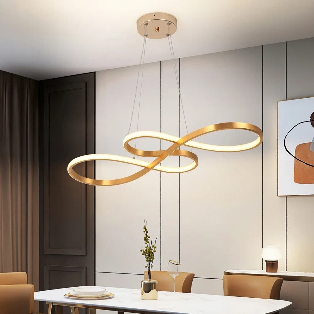 Nowoczesny żyrandol LED w kształcie pierścieni – elegancki i futurystyczny design 