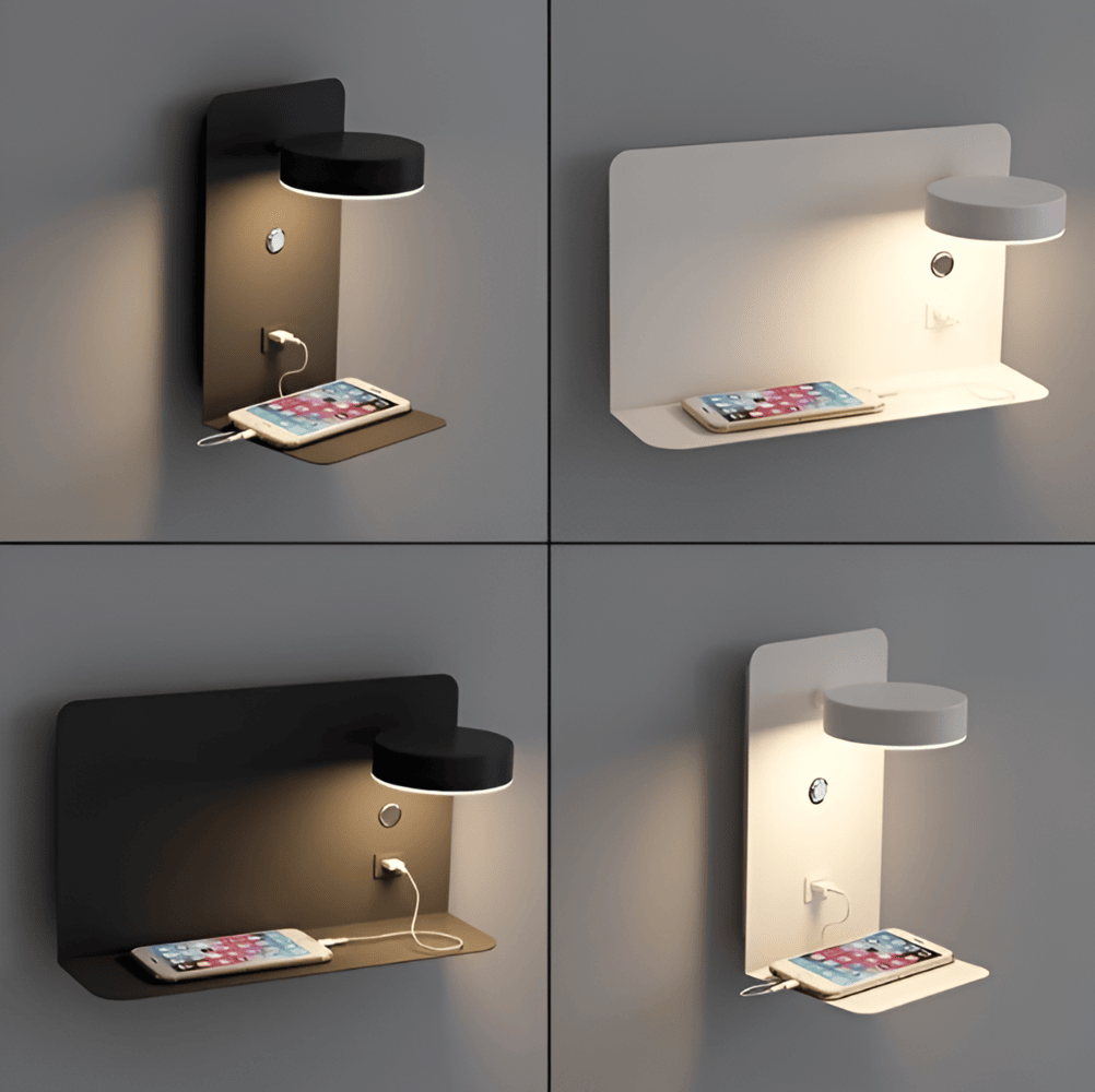 Led wandlamp met plank en USB-poort - Modern design & 2-in-1 functie