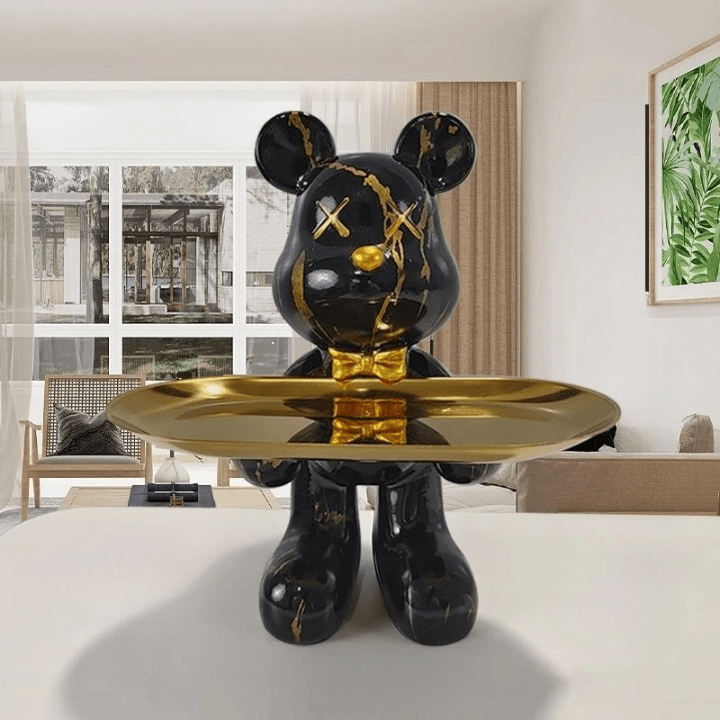 Dekorativ Bjørnestatue med Elegant Bakke 